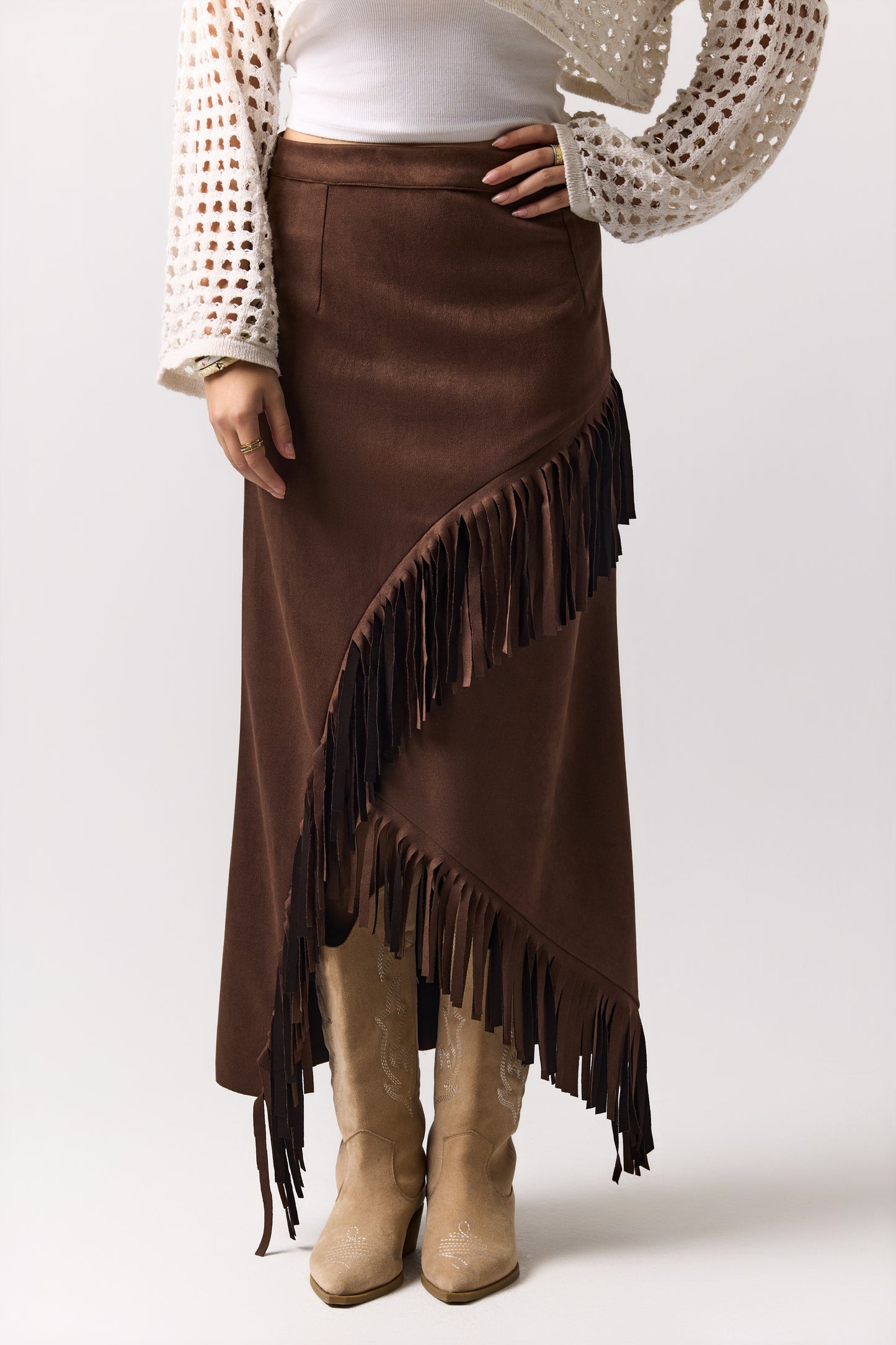 Chocolate fringe skirt