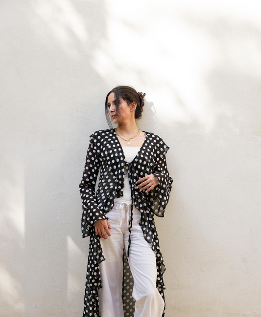 Polka Ruffle Cardigan