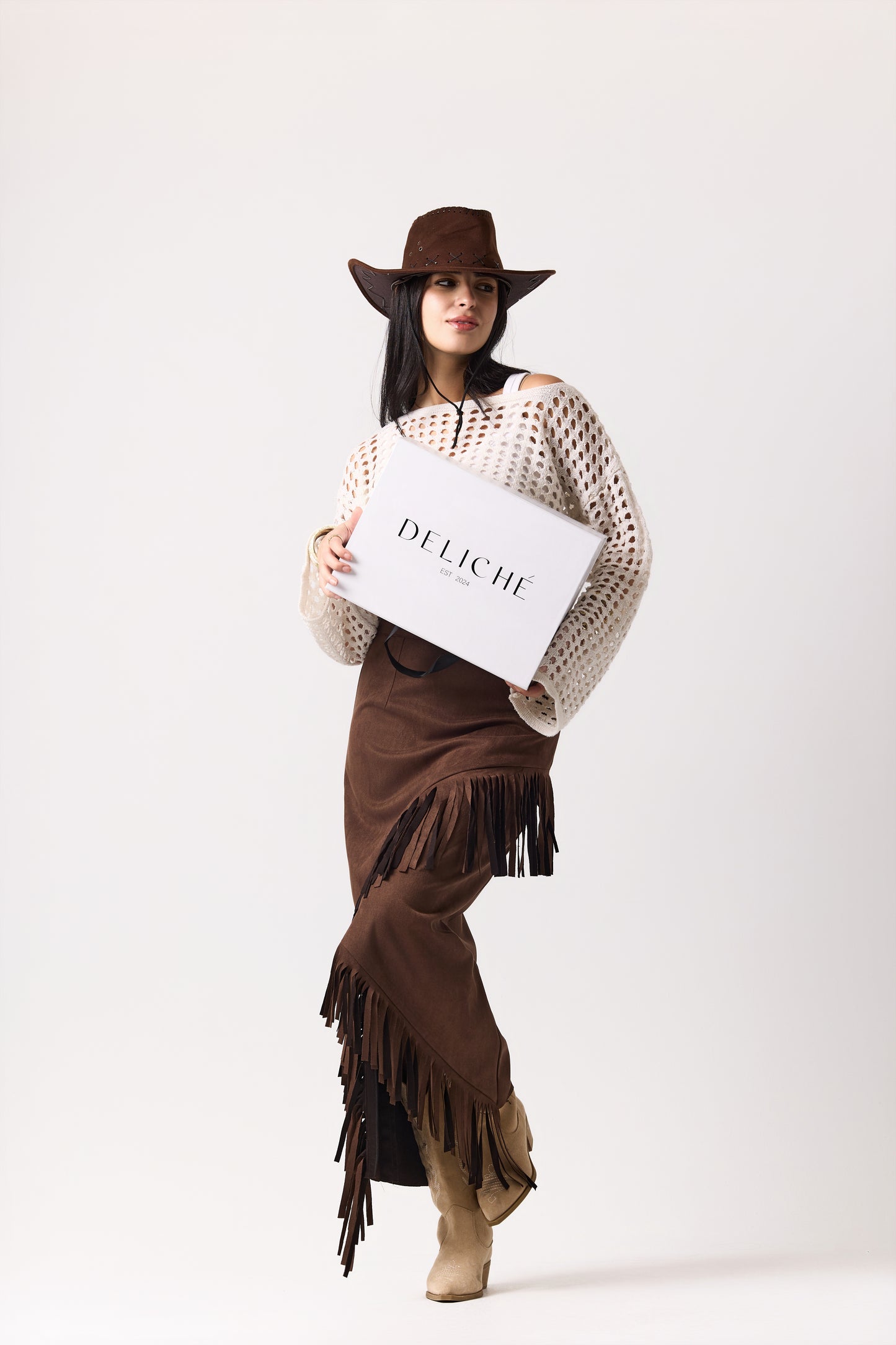 Chocolate fringe skirt