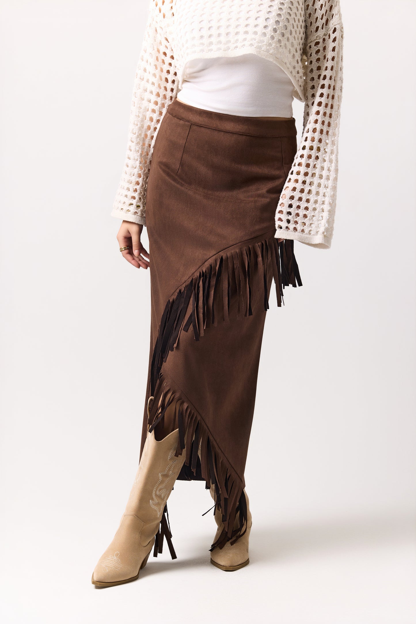 Chocolate fringe skirt